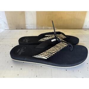 REEF Women's Baja Ashley Black Textile Size 7 Medium Width Brand NEW